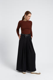PANTALON FLUIDE LARGE FEMME VALERIE NOIR